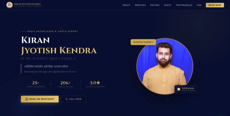 Preview of the Kiran Jyotish Kendra website